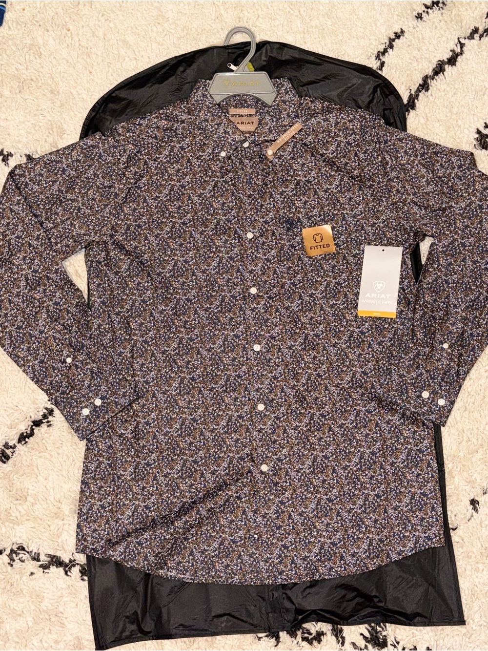 Ariat Men's Navy Blue Floral Button-Down Shirt